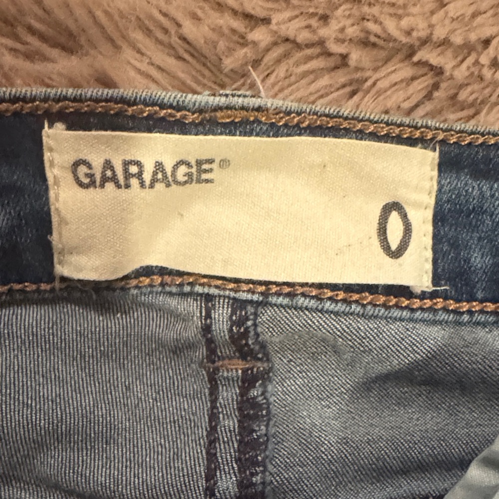 Garage Dark Blue Distressed Denim Ankle Jeans Fitted Skinny Blue Jean Pants sz 0 - Picture 2 of 10